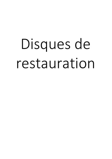 Disques de restauration clicktofournisseur.com