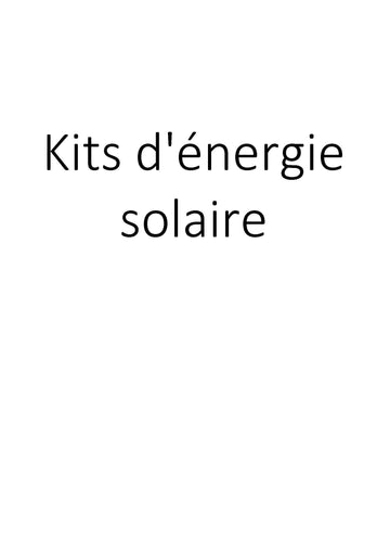 Kits d'énergie solaire clicktofournisseur.com