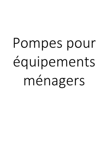 Pompes pour équipements ménagers clicktofournisseur.com