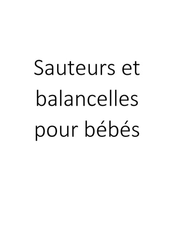 Sauteurs et balancelles pour bébés clicktofournisseur.com