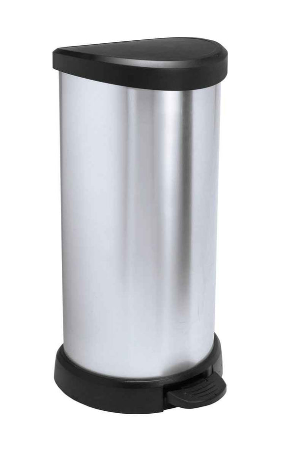 Poubelles décoratives Curver 3253922150002 rondes noires et argentées