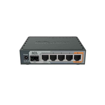 Mikrotik Wired Ethernet Router RB760iGS, hEX S, Dual Core 880MHz CPU, 256MB RAM, 16 MB (MicroSD), 5xGigabit LAN, 1xSFP, USB, IPsec hardware encryption support and The Dude server package, PCB temperature and Voltage Monitor, Beeper, RouterOS L4 | Entherne