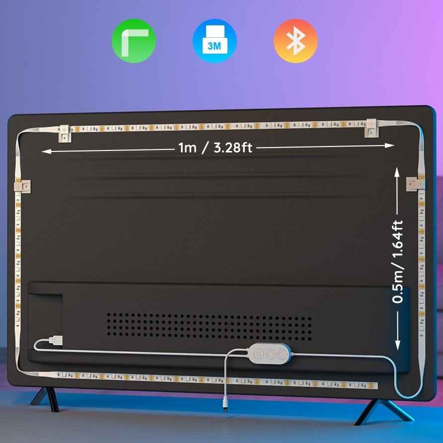 Rétroéclairage LED Bluetooth Govee RGB pour téléviseurs 46-60 pouces, bande lumineuse intelligente blanche