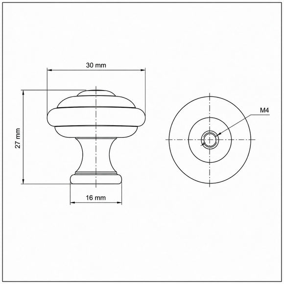 Schéma technique de Bouton de meuble LYONNAIS, Finition fer patiné