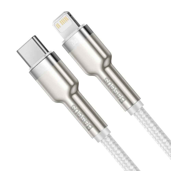 Câble USB-C vers Lightning Baseus Cafule, blanc, Power Delivery, 20 W, 1 m (blanc)