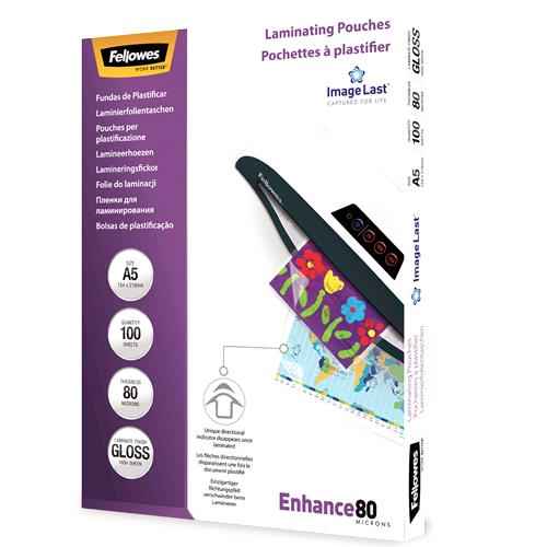 Laminēšanas plēves Fellowes ImageLast A5 80 Micron Laminating Pouch - 100 pack