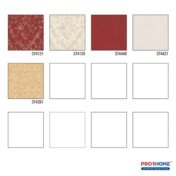 Papier peint baroque Profhome 374131-GU papier peint intissé légèrement texturé au style baroque brillant rouge or 5,33 m2