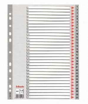 Divider Esselte PP, A4, numbers 1-31, plastic