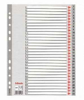 Divider Esselte PP, A4, numbers 1-31, plastic