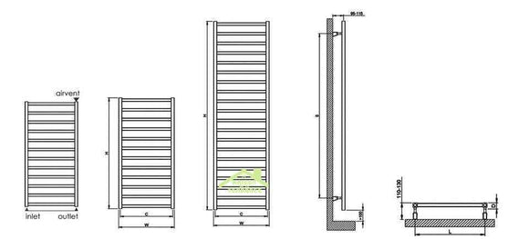 Radiateur sèche-serviette design vertical KARNAK 50x100 cm en chrome