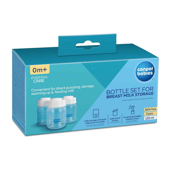 Coffret de biberons CANPOL BABIES pour la conservation du lait maternel 3 x 120 ml, 0 mois et plus, 35/235