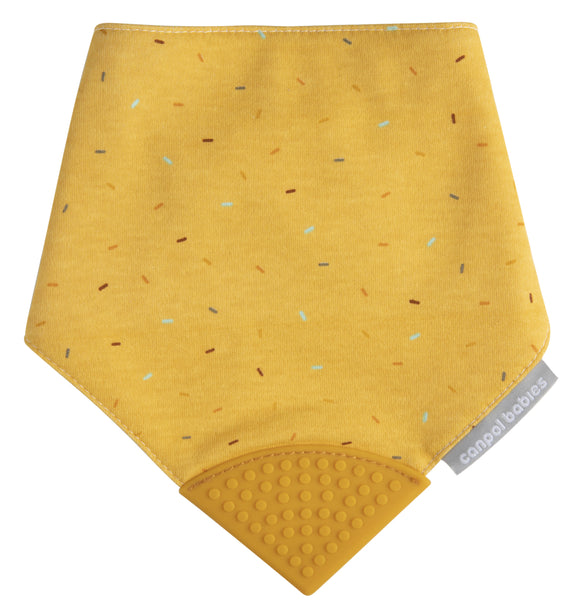 Bavoir en tissu canpol babies avec anneau de dentition 26/902_jaune