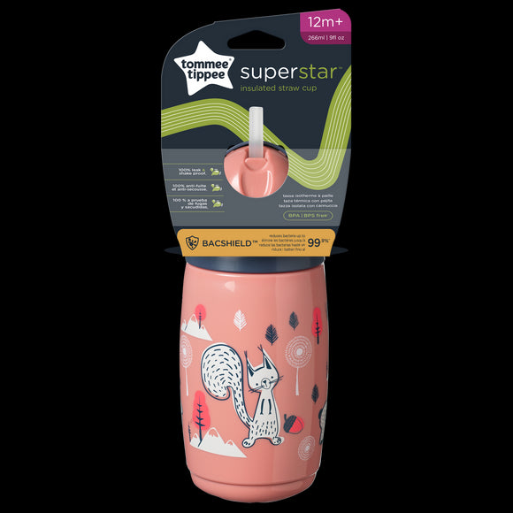 Paille isotherme TOMMEE TIPPEE 266 ml, 12 mois et plus, rose, 447825