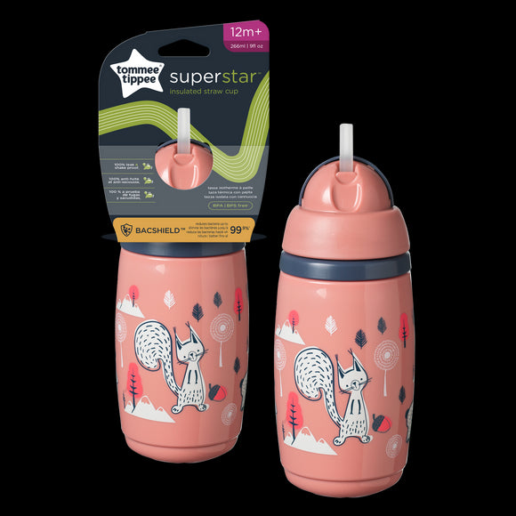 Paille isotherme TOMMEE TIPPEE 266 ml, 12 mois et plus, rose, 447825