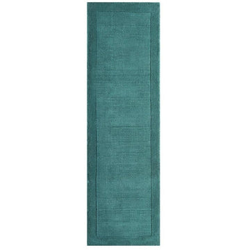 Tapis de couloir uni pure laine candy turquoise