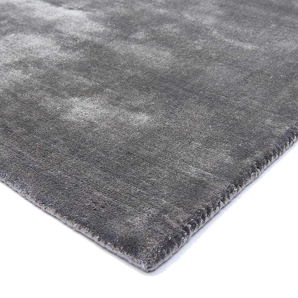 Tapis de salon en viscose fait main titane
