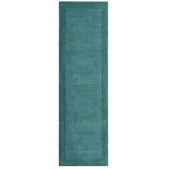 Tapis de couloir uni pure laine candy turquoise