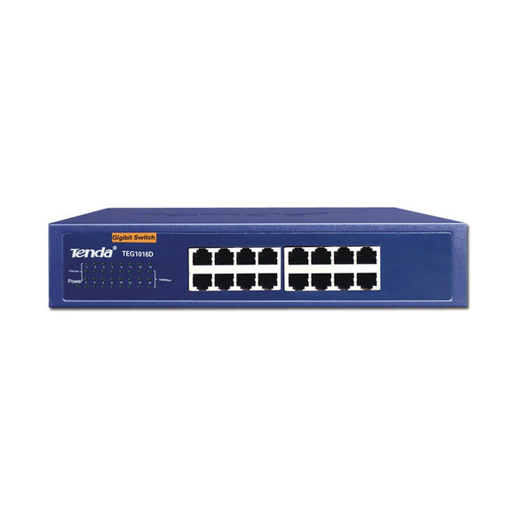Tenda 16-port Gigabit Ethernet Switch Unmanaged Blue