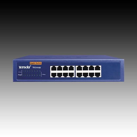 Tenda 16-port Gigabit Ethernet Switch Unmanaged Blue