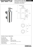 Distributeur de savon liquide JUMBO laiton chromé 7x23x11cm / 550 ml