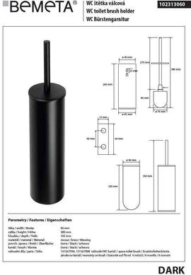 Goupillon de toilette DARK en laiton noir 38x10,5x9,5cm