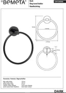 Porte serviette anneau DARK en laiton noir 15cm