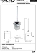 Goupillon de toilettes VIA en chrome et bol en verre 9,3 x 38,5 x12,7 cm