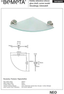 Etagère, tablette d'angle en verre NEO 24x24x5,5cm