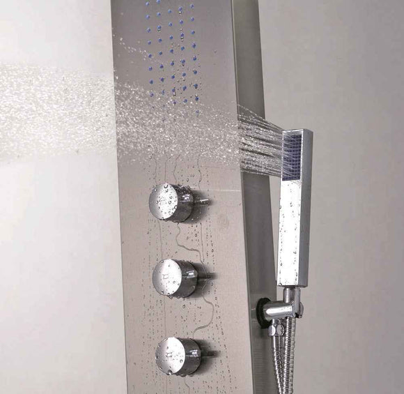 Colonne de douche hydromassante GRANDE ELEA en acier inoxydable 165 cm