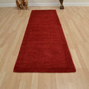 Tapis de couloir uni pure laine candy rouge
