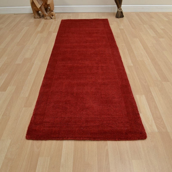 Tapis de couloir uni pure laine candy rouge