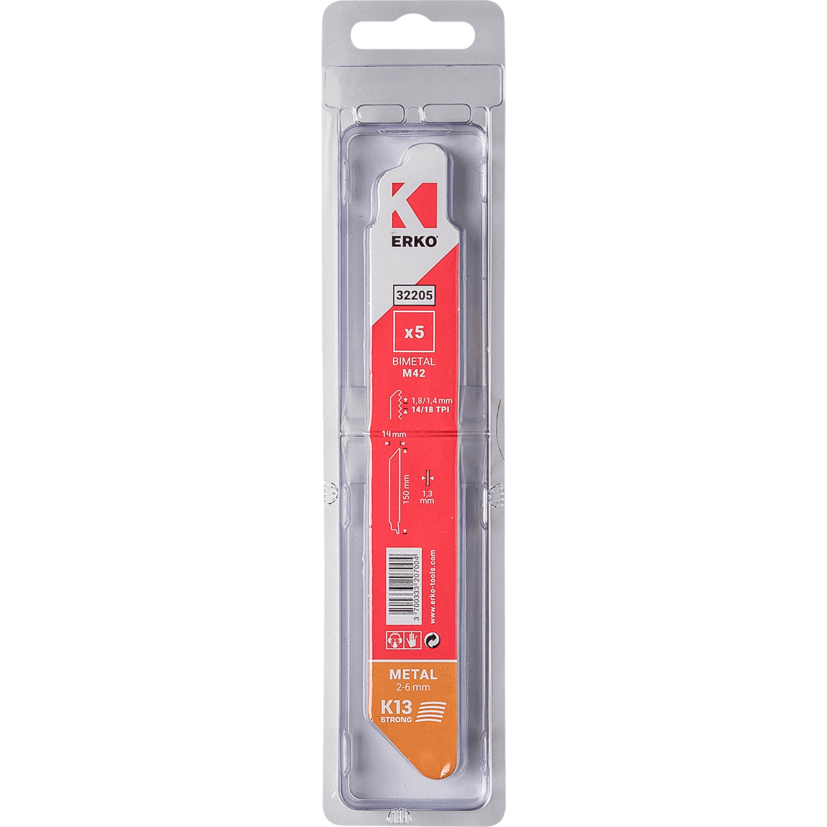Lame sabre erko 150x19x13 14/18t metal k13 etui 5