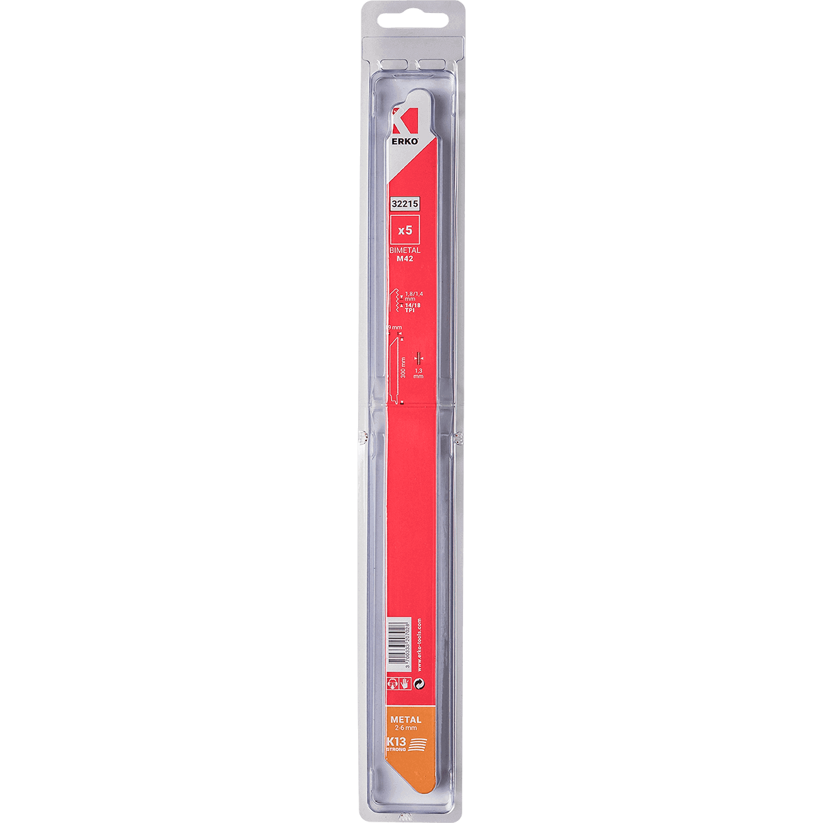 Lame sabre erko 300x19x13 14/18t metal k13 etui 5