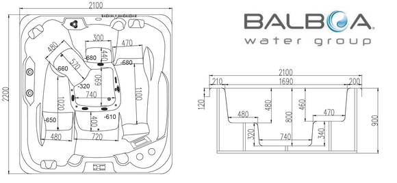 SPA SAPHIR 50 jets 4 à 5 places 220x210x90 cm