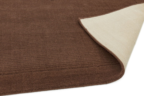 Tapis de couloir uni pure laine candy marron