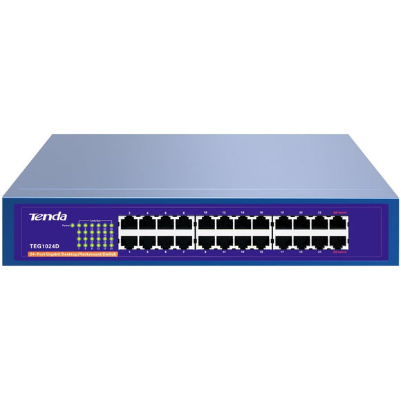 Tenda 24-port Gigabit Ethernet Switch Unmanaged Blue