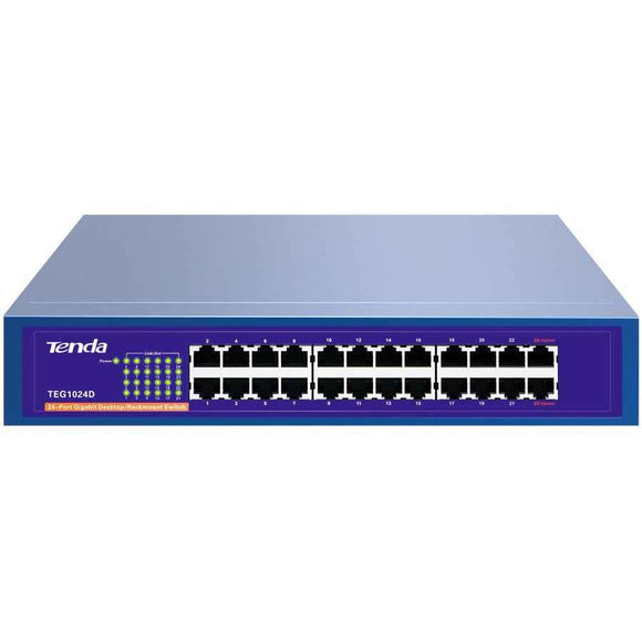 SWITCH TENDA unmanaged, 24 porturi RJ-45 gigabit, metalic "TEG1024D" (timbru verde 2 lei)