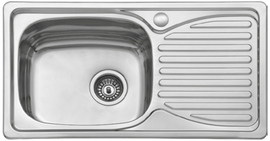 Évier 1 bac + 1 égouttoir en acier inoxydable CASEY 78x43 cm