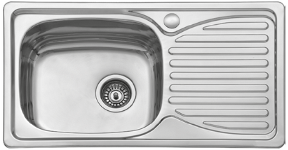 Évier 1 bac + 1 égouttoir en acier inoxydable CASEY 78x43 cm