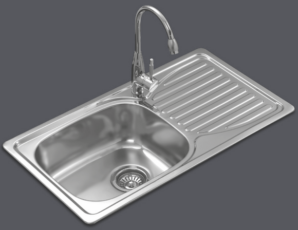 Évier 1 bac + 1 égouttoir en acier inoxydable CASEY 78x43 cm