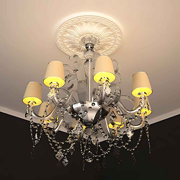 Rosace 156019 Profhome Élement décorative Élement pour plafond style Néo-Classicisme blanc Ø 51 cm