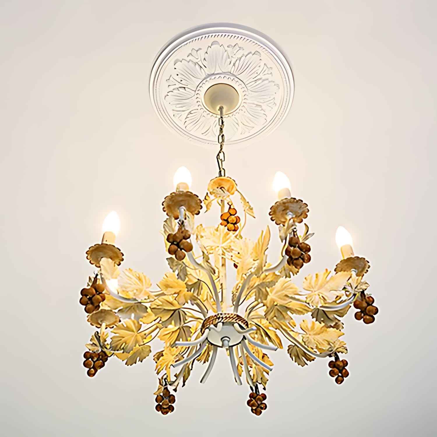 Rosace 156033 Profhome Élement décorative Élement pour plafond style Néo-Classicisme blanc Ø 46 cm