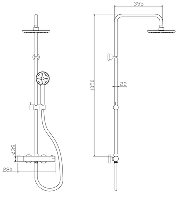 Colonne de douche thermostatique MAFANA avec douchette en inoxydable 105 cm - 0
