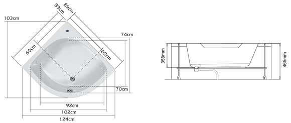 Cabine de douche complète avec baignoire MYKONOS 90x90x200 cm