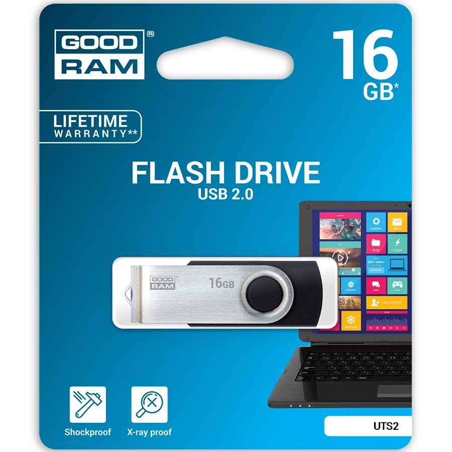 Goodram UTS2 USB flash drive 16 GB USB Type-A 2.0 Black,Silver