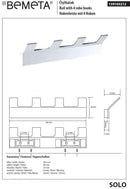 Patère quadruple rectangulaire SOLO en laiton chromé 20,5 cm