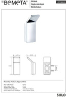 Patère simple rectangulaire SOLO en laiton chromé 2,5 x6,7 x3,2 cm