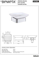 Porte-savon carré mural SOLO en verre et laiton chromé 10,4 x4,5 x11 cm