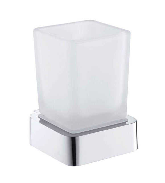 Porte-verre SOLO en laiton chromé et verre 7,5 x10,1 x9,1 cm