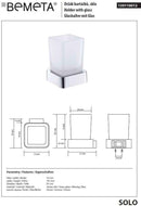 Porte-verre SOLO en laiton chromé et verre 7,5 x10,1 x9,1 cm